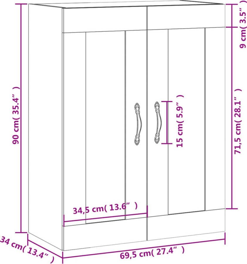 VidaXL -Wandkast-69 5x34x90-cm-bewerkt-hout-betongrijs - Foto 2