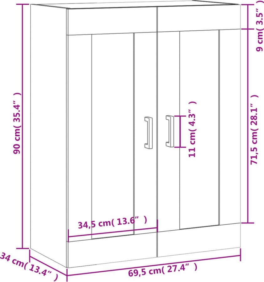 VidaXL -Wandkast-69 5x34x90-cm-bewerkt-hout-bruineikenkleurig - Foto 1