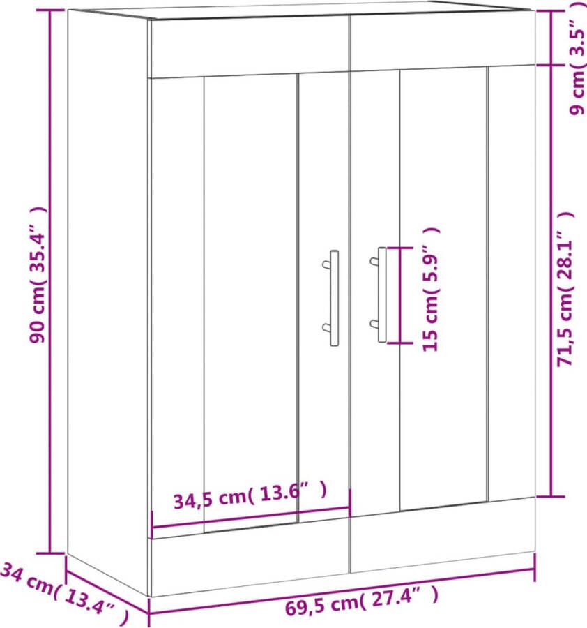 VidaXL -Wandkast-69 5x34x90-cm-bewerkt-hout-bruineikenkleurig