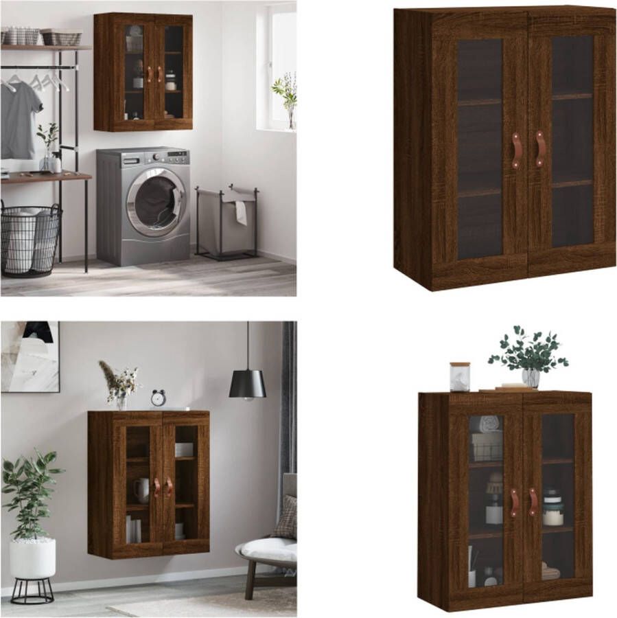 VidaXL Wandkast 69-5x34x90 cm bruineikenkleurig Wandkast Wandkasten Hangkast Hangende Kast