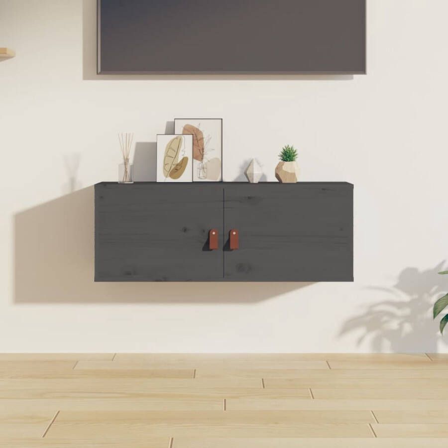 VIDAXL Wandkast 80x30x30 cm massief grenenhout grijs