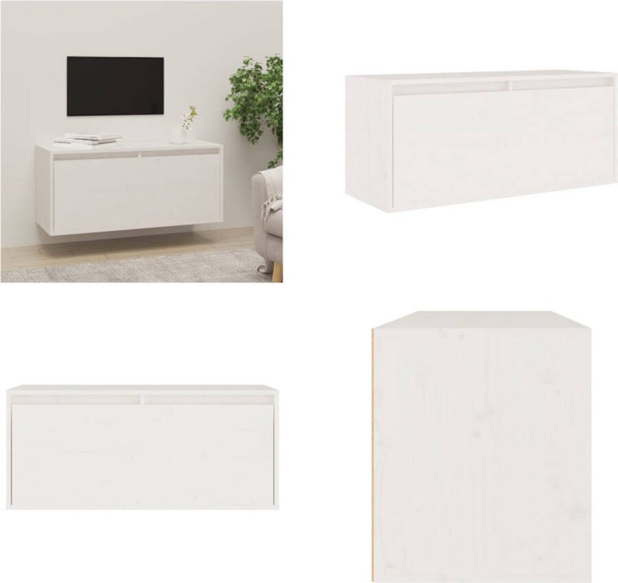 VidaXL Wandkast 80x30x35 cm massief grenenhout wit Wandkast Wandkasten Hangkast Hangende Kast