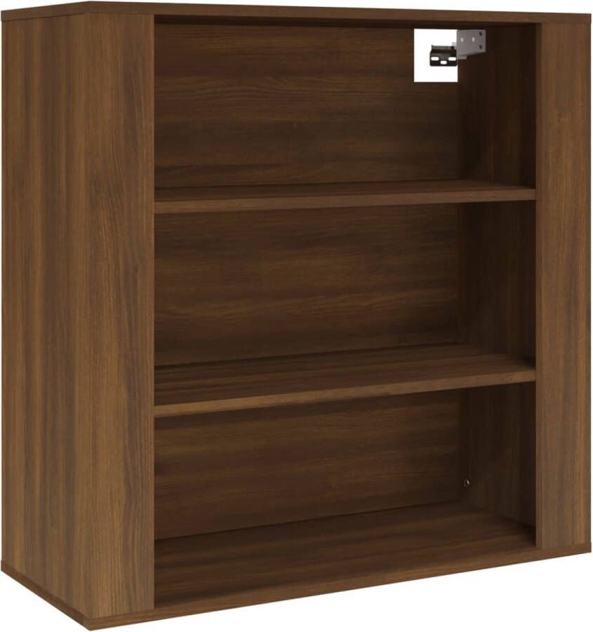 VidaXL Wandkast Bruin Eiken 80x33x80 cm Hangkast Houten Kast Bergruimte Wandkast Bruine Eiken - Foto 2