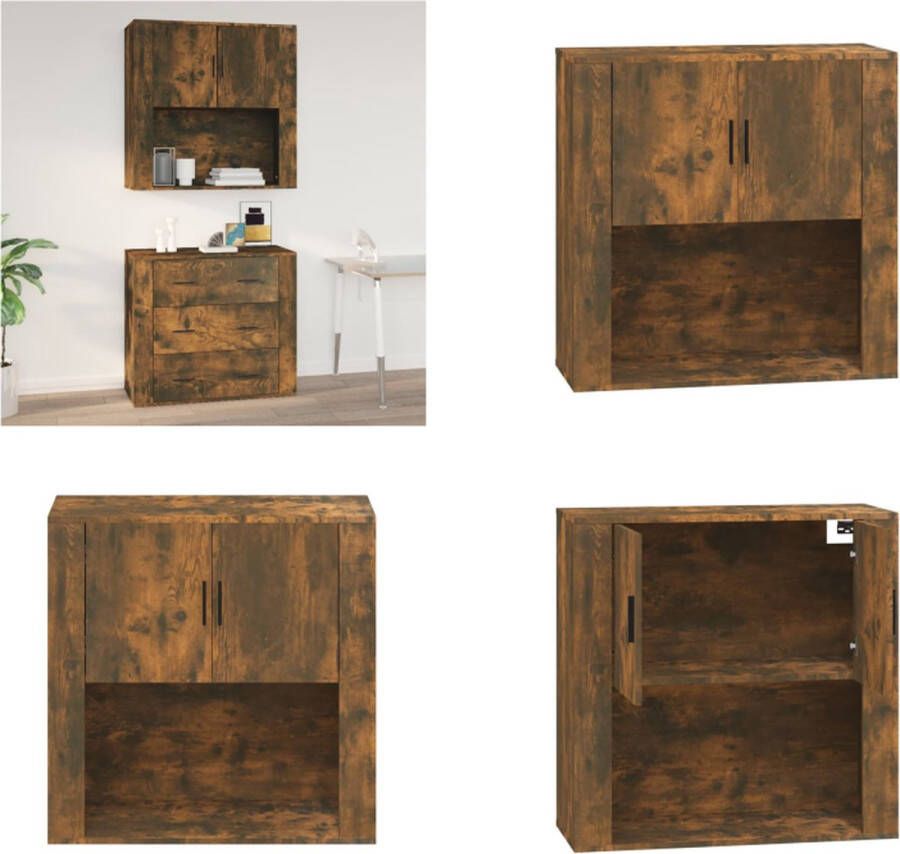 vidaXL Wandkast 80x33x80 cm bewerkt hout gerookt eikenkleurig Hangkast Hangkasten Hangende Kast Kastje