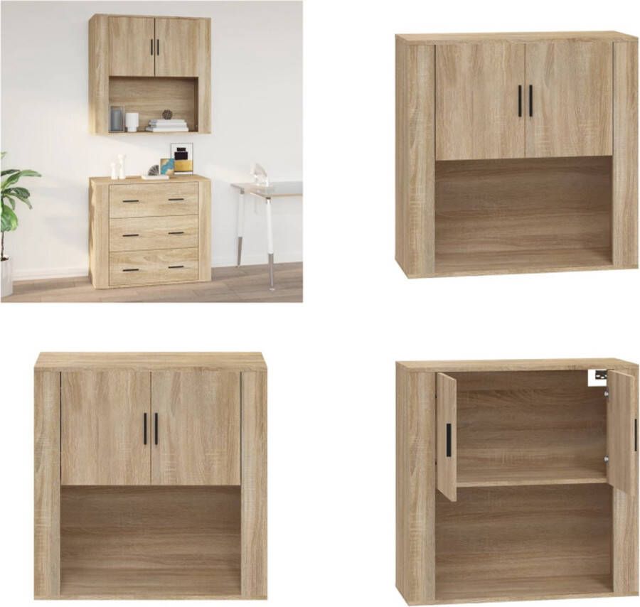 VidaXL Wandkast 80x33x80 cm bewerkt hout sonoma eikenkleurig Hangkast Hangkasten Hangende Kast Kastje