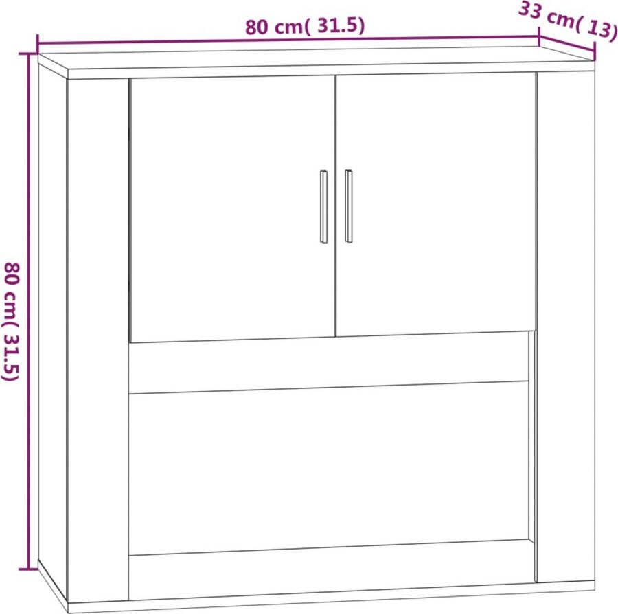 VidaXL -Wandkast-80x33x80-cm-bewerkt-hout-wit - Foto 2