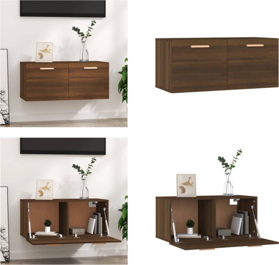 VidaXL Wandkast 80x35x36 5 cm bewerkt hout bruineikenkleurig - Foto 2