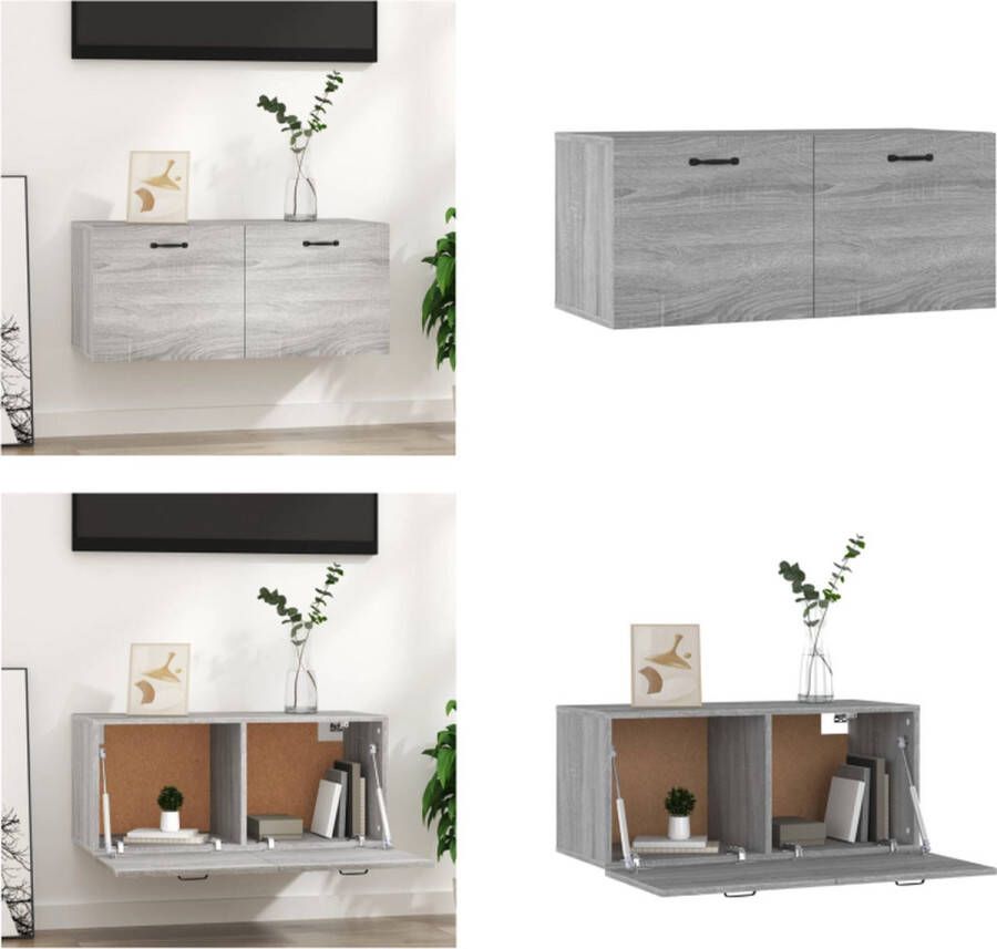 VidaXL Wandkast 80x35x36-5 cm bewerkt hout grijs sonoma eikenkleurig Wandkast Wandkasten Hangkast Hangende Kast