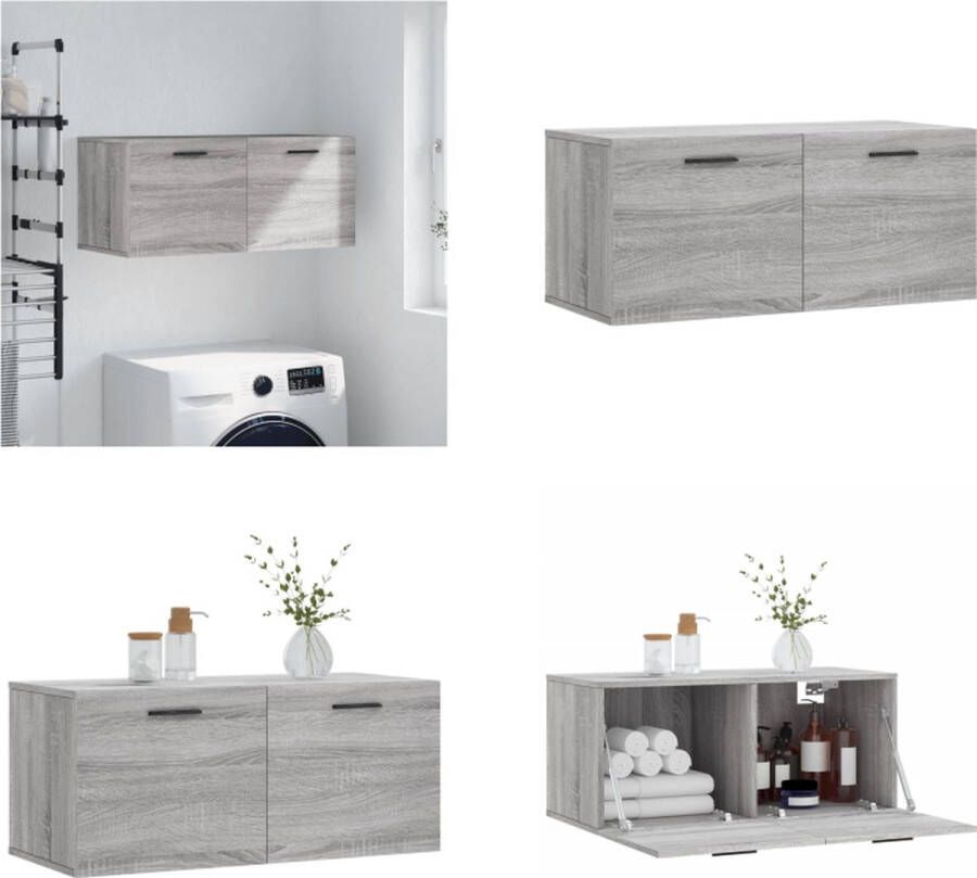 VidaXL Wandkast 80x36-5x35 cm bewerkt hout grijs sonoma eikenkleurig Wandkast Wandkasten Kast Bijzetkast - Foto 2