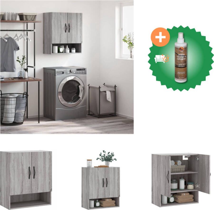 VidaXL Wandkast Afmetingen- 60 x 31 x 70 cm Kleur- Grijs Sonoma Eiken Kast Inclusief Houtreiniger en verfrisser