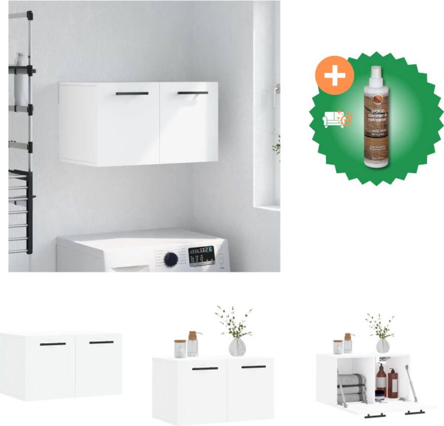 VidaXL Zwevende wandkast Wit 60 x 36.5 x 35 cm Duurzaam bewerkt hout Kast Inclusief Houtreiniger en verfrisser - Foto 3