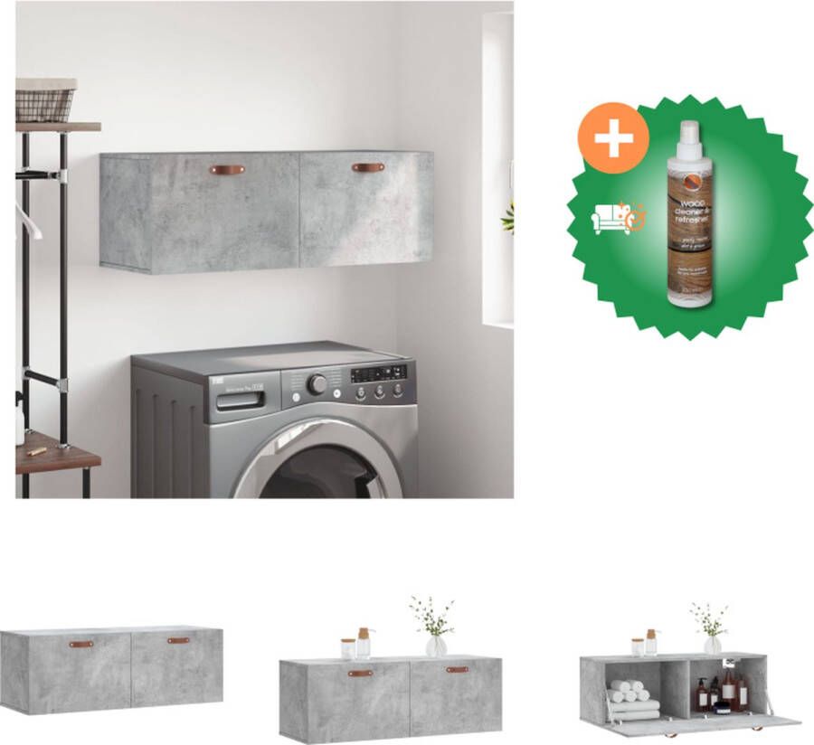 VidaXL Wandkast Opbergkast Afmetingen- 60 x 36.5 x 35 cm Kleur- Betongrijs Materiaal- Bewerkt hout Kast Inclusief Houtreiniger en verfrisser