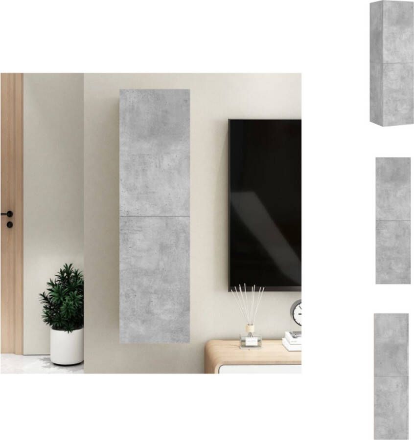 VidaXL Tv-kast Tv-kasten Televisiekast Televisiekasten Tv-meubel 30 5x30x110 cm bewerkt hout betongrijs - Foto 2