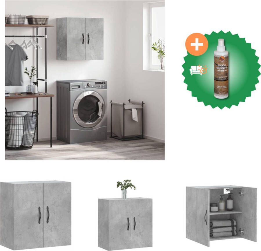 VidaXL Wandkast Betongrijs 60 x 31 x 60 cm Duurzaam bewerkt hout Kast Inclusief Houtreiniger en verfrisser