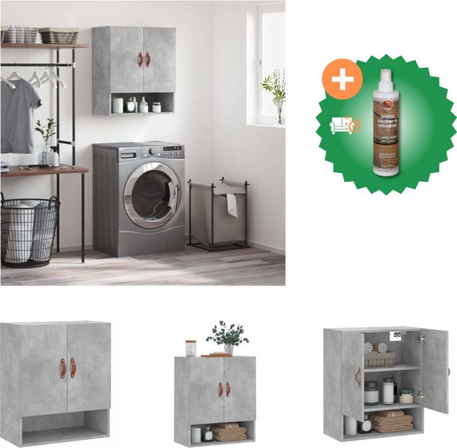 VidaXL Wandkast Betongrijs 60x31x70 cm zwevende opbergkast decoratieve en praktische toevoeging Kast Inclusief Houtreiniger en verfrisser - Foto 2