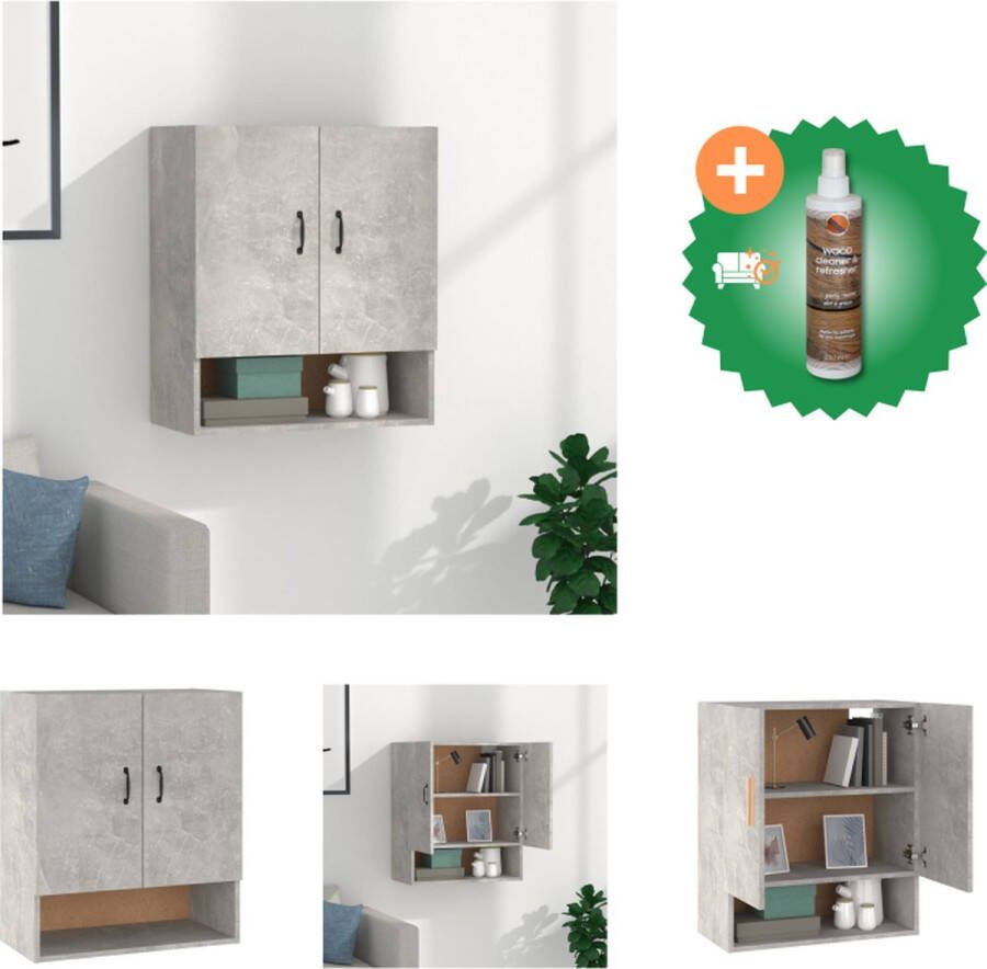 VidaXL Wandkast Betongrijs 60x31x70 cm zwevende opbergkast decoratieve en praktische toevoeging Kast Inclusief Houtreiniger en verfrisser