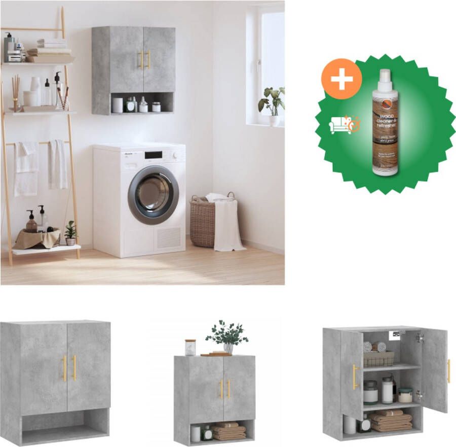 VidaXL Wandkast Betongrijs Afmetingen- 60 x 31 x 70 cm Duurzaam bewerkt hout Kast Inclusief Houtreiniger en verfrisser