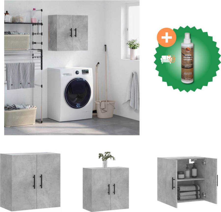 VidaXL Wandkast Betongrijs Decoratieve en Praktische Toevoeging Zwevende Kast 60x31x60 cm Duurzaam Hout Kast Inclusief Houtreiniger en verfrisser