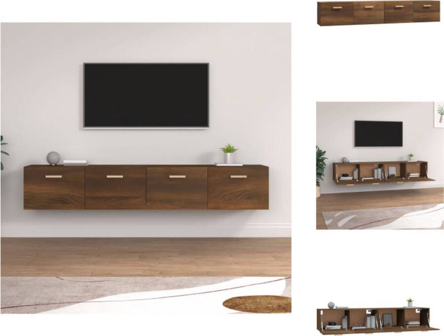 VidaXL Wandkast Wandkasten Hangkast Hangende Kast Wandkasten 2 st 100x36-5x35 cm bewerkt hout bruineikenkleurig - Foto 3