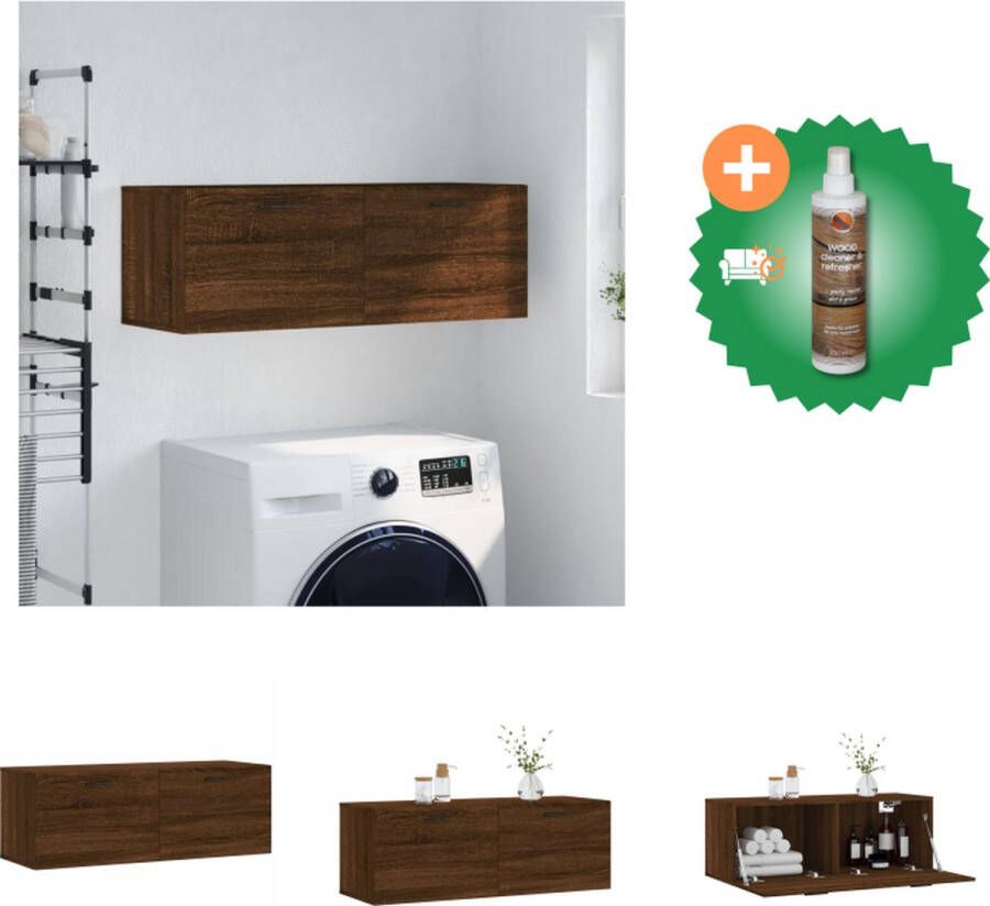 VidaXL Wandkast Bruineiken Zwevende Kast 100x36.5x35cm Duurzaam hout Opbergruimte Wandgemonteerd Displayfunctie Kast Inclusief Houtreiniger en verfrisser - Foto 3