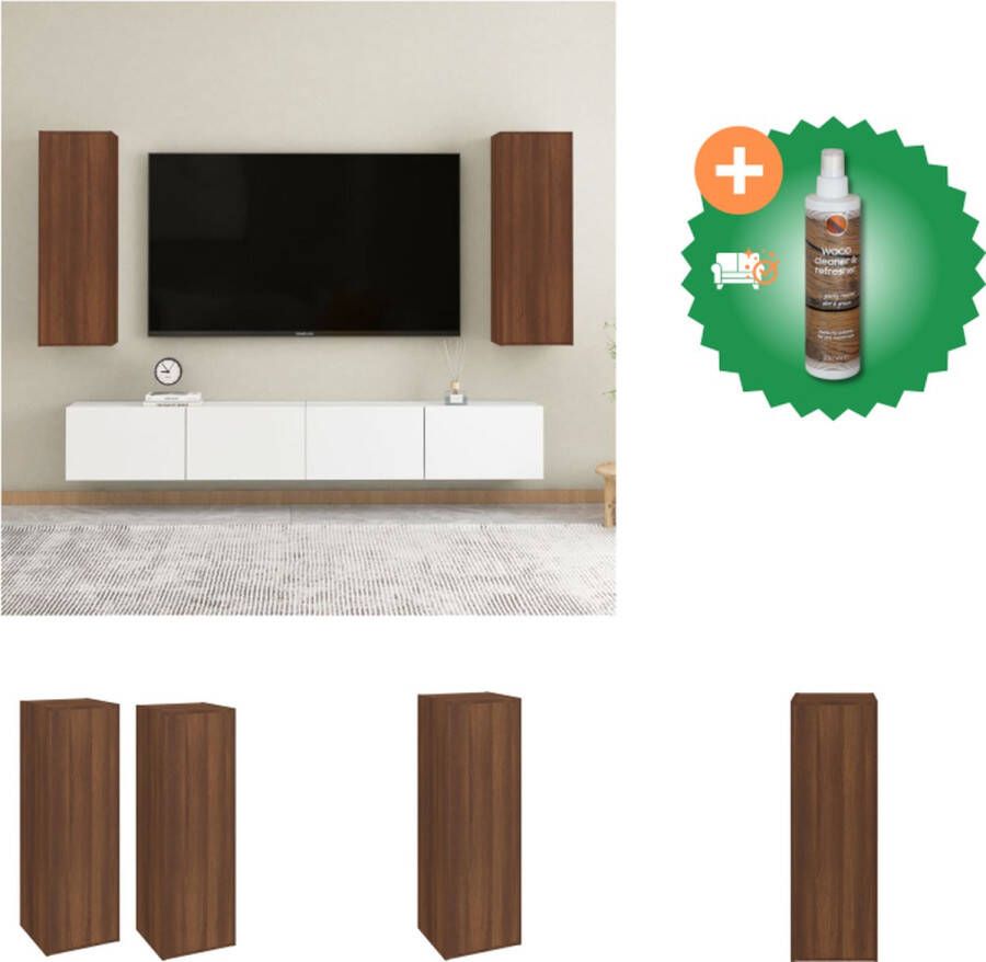 VidaXL Tv-meubelen 2 st 30-5x30x90 cm bewerkt hout bruineikenkleurig Kast Inclusief Houtreiniger en verfrisser