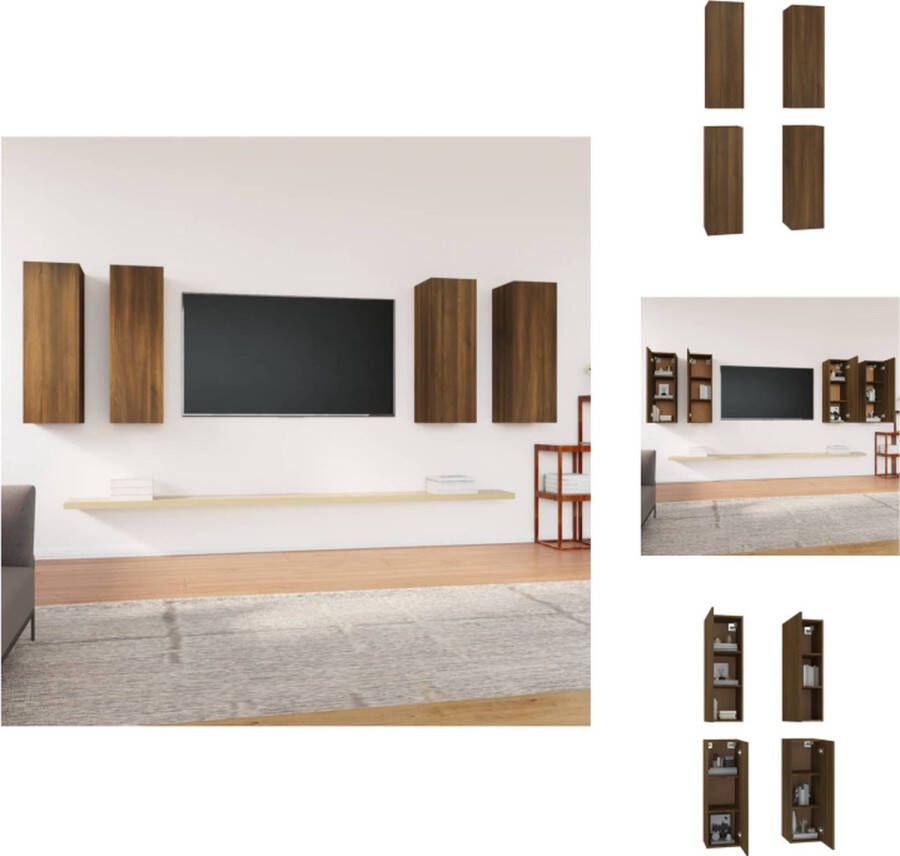vidaXL Wandkast Bruineiken 30.5x30x90 cm Hangende tv-meubelen Kast
