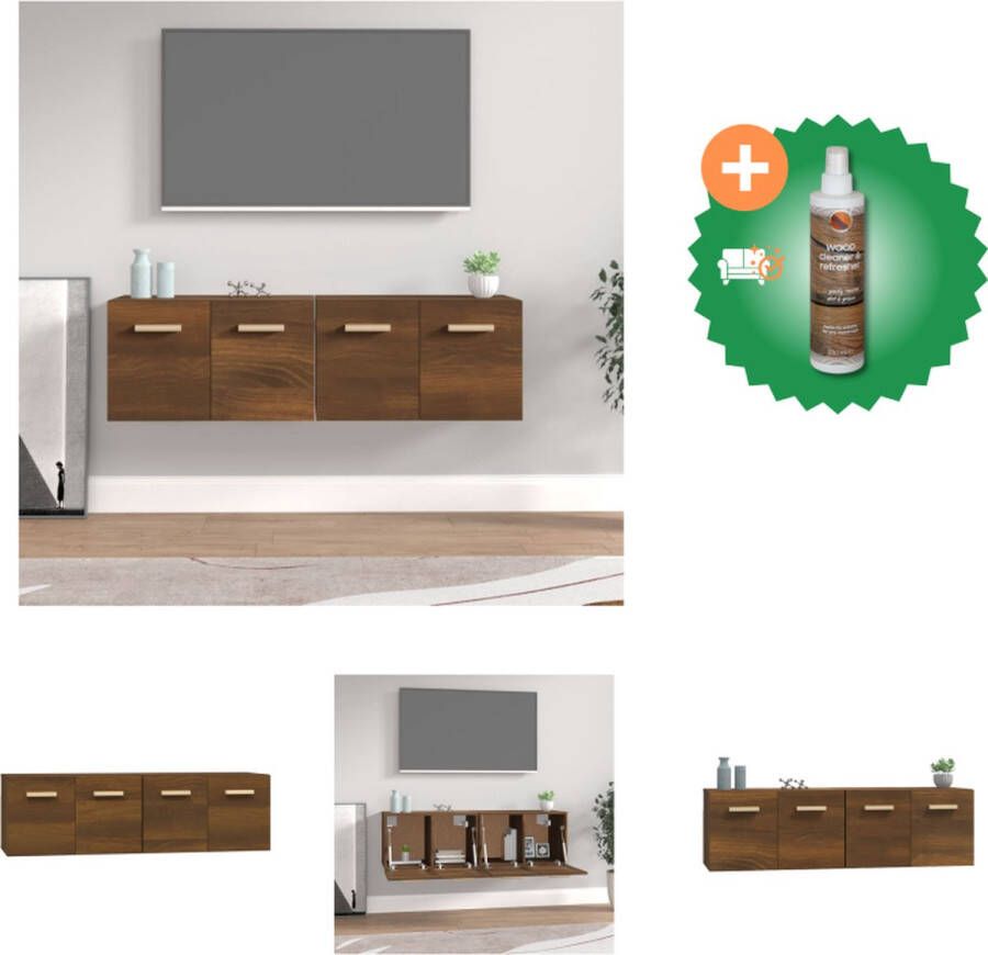 VidaXL Wandkasten 2 st 60x36-5x35 cm bewerkt hout bruineikenkleurig Kast Inclusief Houtreiniger en verfrisser