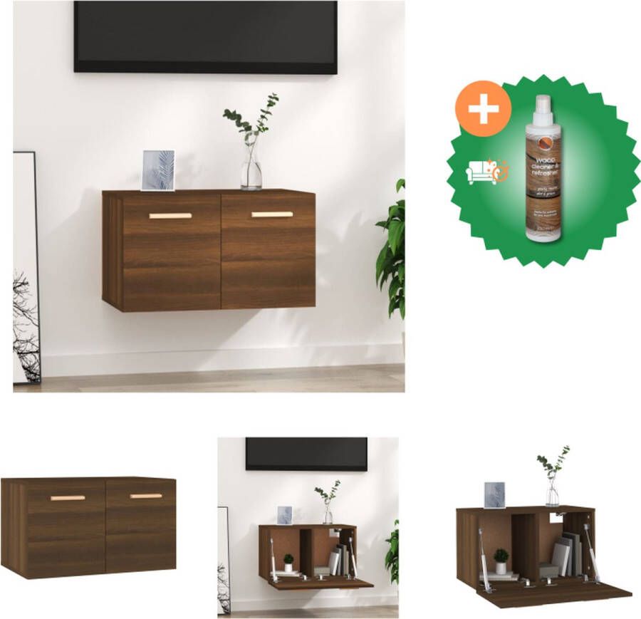 VidaXL Wandkast Bruineiken 60 x 36.5 x 35 cm Duurzaam Hout Opbergruimte Wandgemonteerd Displayfunctie Kast Inclusief Houtreiniger en verfrisser - Foto 3