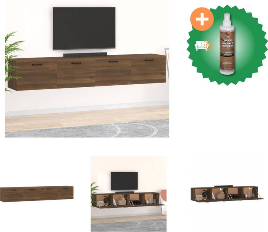 VidaXL Wandkasten 2 st 100x36-5x35 cm bewerkt hout bruineikenkleurig Kast Inclusief Houtreiniger en verfrisser