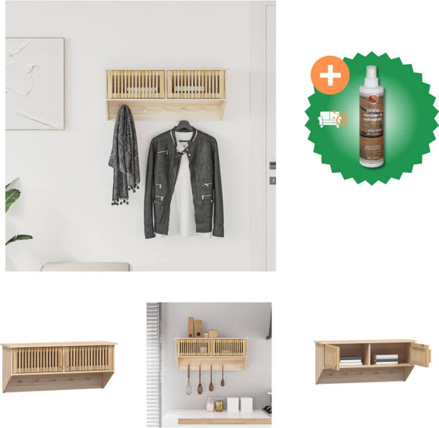 VidaXL Wandkast met haken 80x24x35-5 cm bewerkt hout Kast Inclusief Houtreiniger en verfrisser