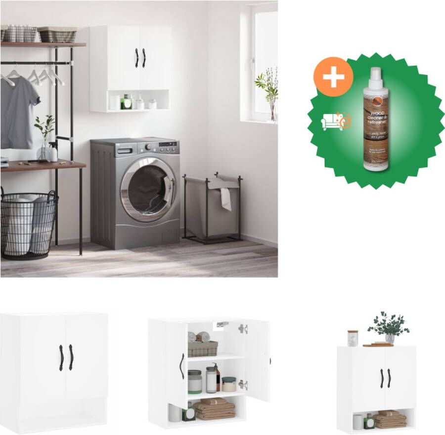 VidaXL Wandkast Decoratieve en praktische wandgemonteerde opbergkast 60 x 31 x 70 cm wit Kast Inclusief Houtreiniger en verfrisser - Foto 2