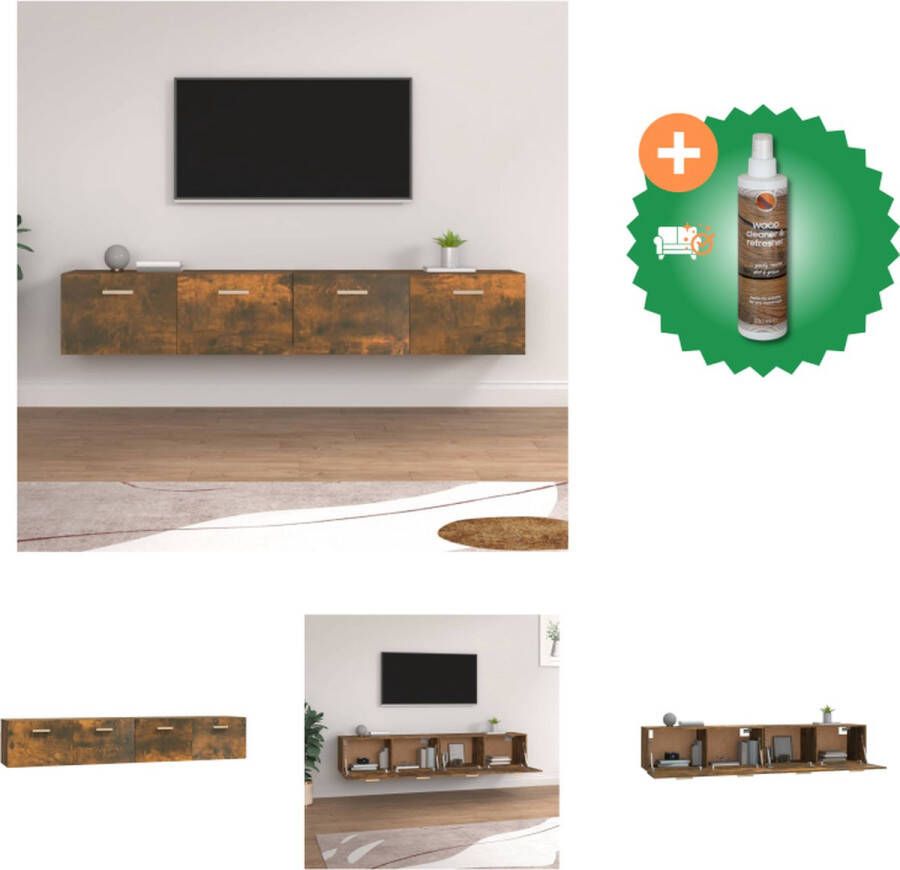 VidaXL Wandkasten 2 st 100x36-5x35cm bewerkt hout gerookt eikenkleurig Kast Inclusief Houtreiniger en verfrisser