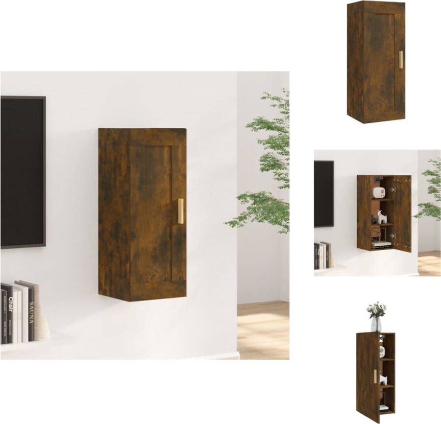VidaXL Wandkast Wandkasten Hangkast Wandgemonteerde Kast Wandkast 35x34x90 cm bewerkt hout gerookt eikenkleurig