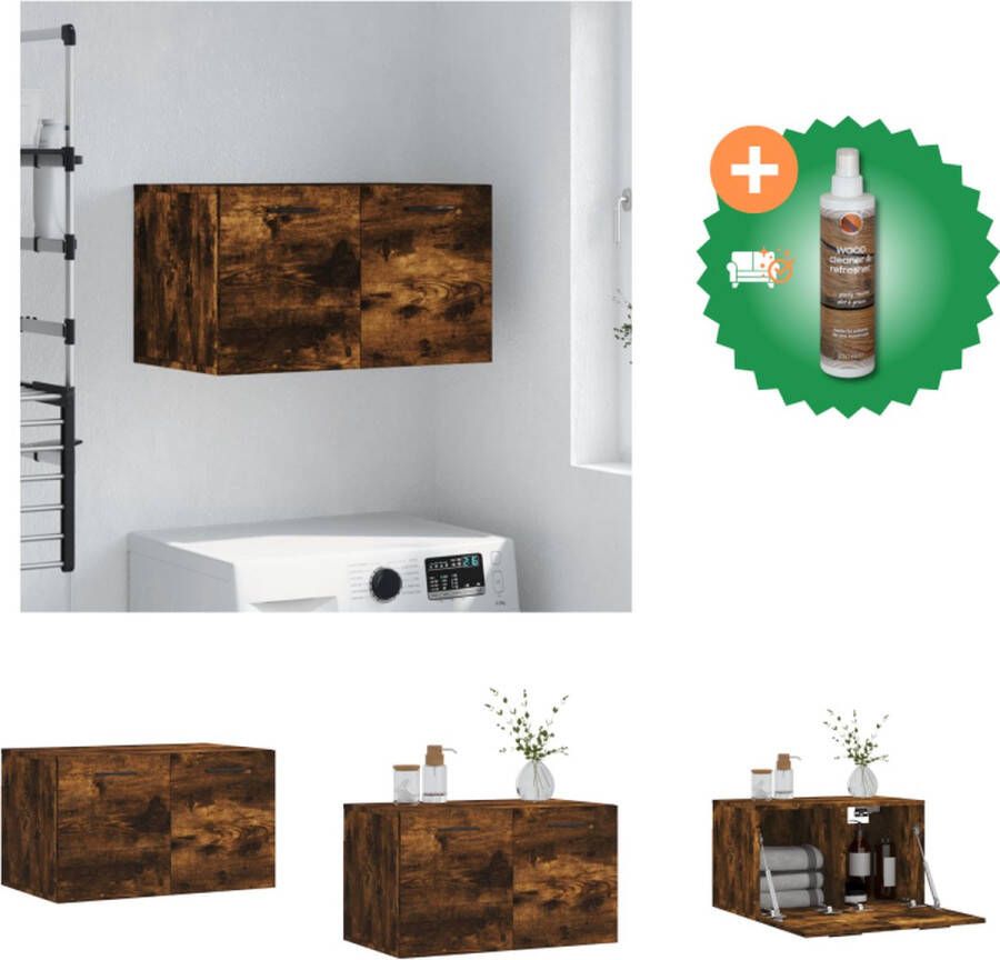 VidaXL Wandkast Decoratieve en Praktische Wandgemonteerde opbergkast Gerookt Eiken 60 x 36.5 x 35 cm (L x B x H) Montage vereist Kast Inclusief Houtreiniger en verfrisser