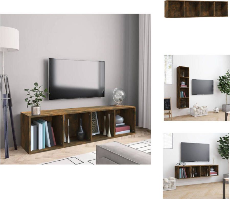 VidaXL Boekenkast Boekenkasten Boekenschap Boekenstandaard Boekenkast tv-meubel 143x30x36 cm bewerkt hout gerookt eiken