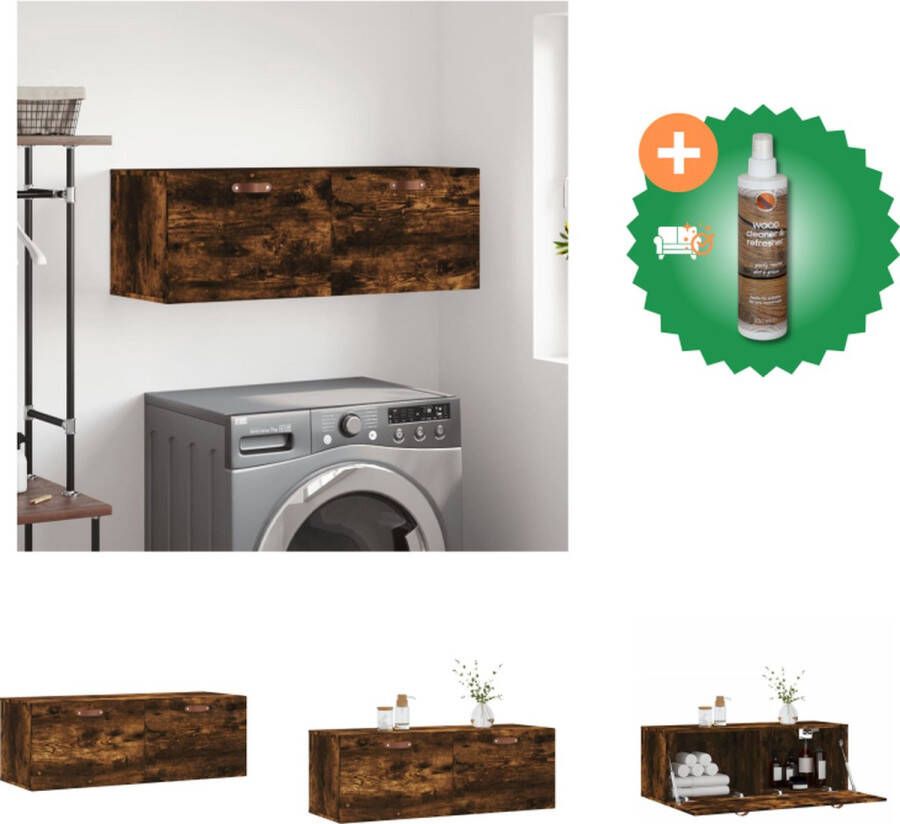 VidaXL Wandkast Gerookt Eiken Opbergkast 100x36.5x35 cm Duurzaam Hout Kast Inclusief Houtreiniger en verfrisser