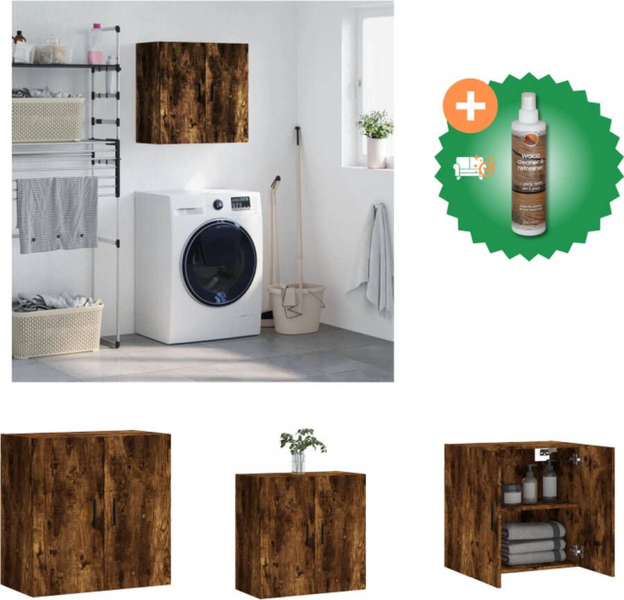 VidaXL Wandkast Gerookt Eiken Zwevend 60 x 31 x 60 cm Duurzaam hout Opbergruimte Wandgemonteerd Displayfunctie Montage vereist Kast Inclusief Houtreiniger en verfrisser - Foto 2