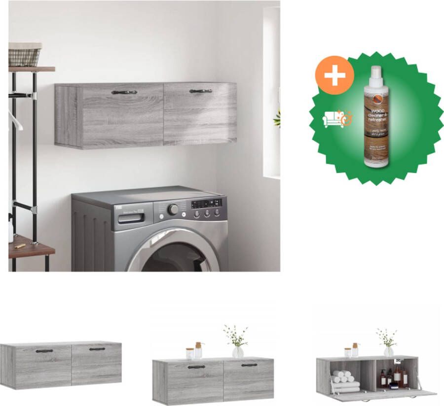 VidaXL Wandkast Gray Sonoma Oak 60 x 36.5 x 35 cm Floating Display Durable Material Kast Inclusief Houtreiniger en verfrisser