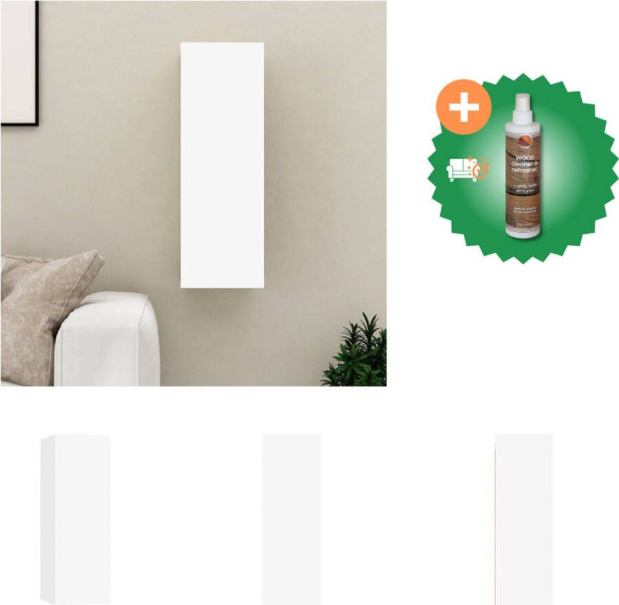 VidaXL Wandkast Hangend 30.5 x 30 x 90 cm Spaanplaat Wit Kast Inclusief Houtreiniger en verfrisser