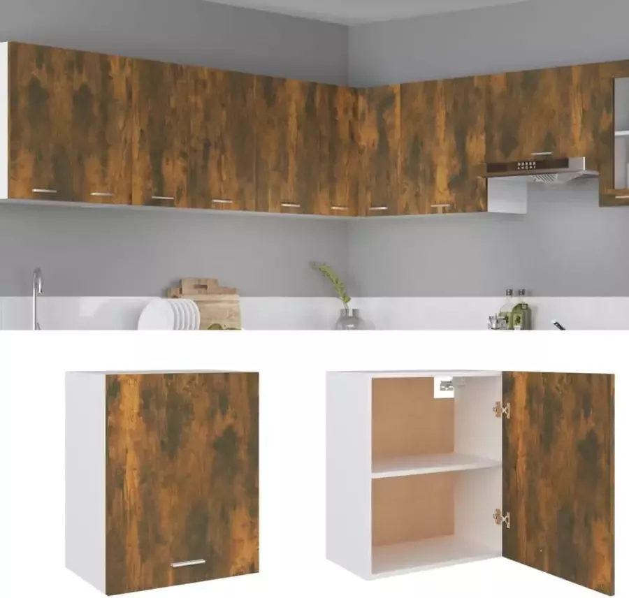VidaXL -Wandkast-hangend-50x31x60-cm-bewerkt-hout-gerookt-eikenkleurig - Foto 2