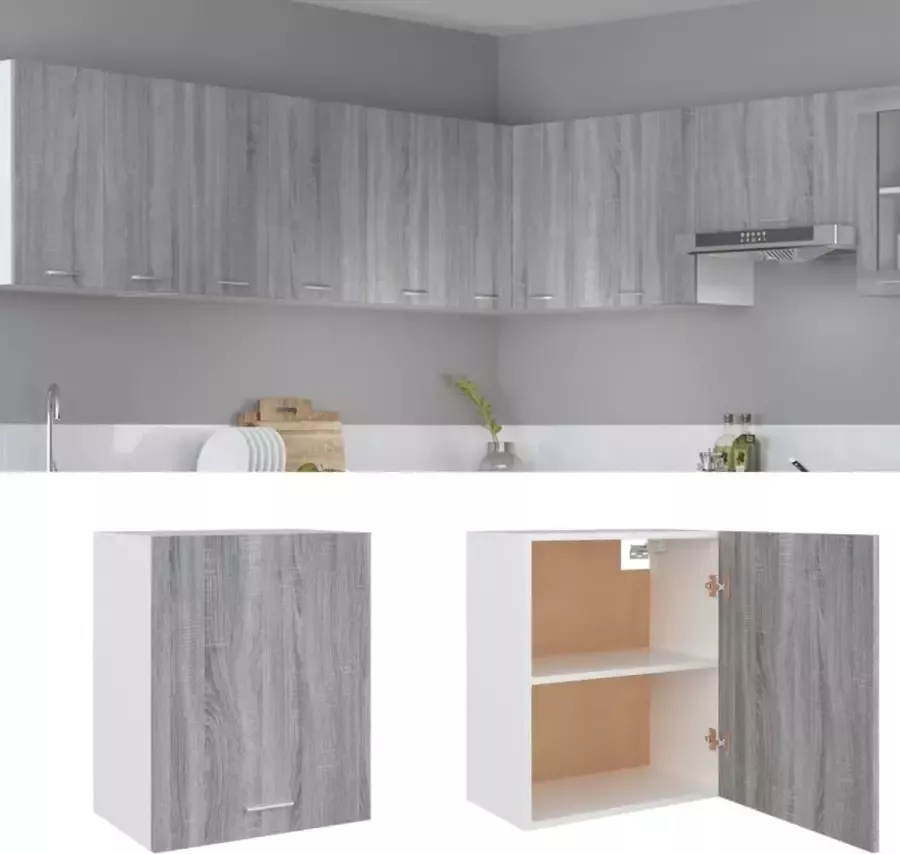 VidaXL Hangkast Lyon 50x31x60 cm bewerkt hout grijs sonoma eikenkleurig - Foto 2