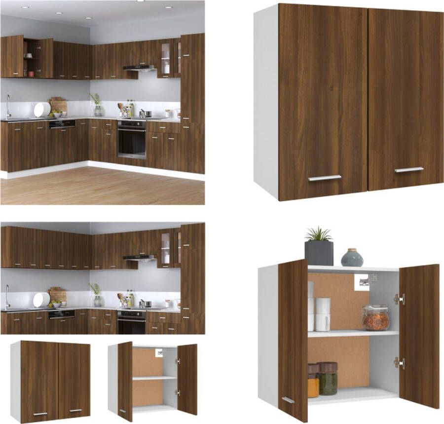 VidaXL Wandkast hangend 60x31x60 cm bewerkt hout bruineikenkleurig Hangende Wandkast. Hangende Wandkasten Keukenkast Opbergkast Wandschap - Foto 2