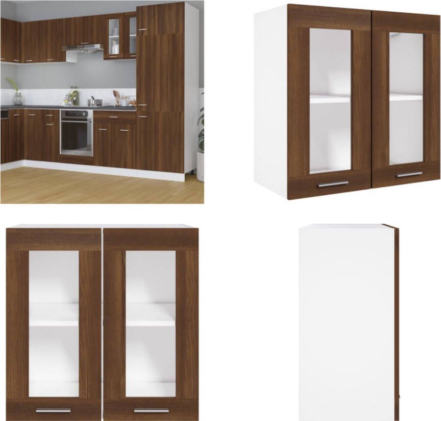 VidaXL Vitrinekast hangend 60x31x60 cm bewerkt hout bruin eikenkleur Hangkast Hangkasten Hangende Kast Keukenkast