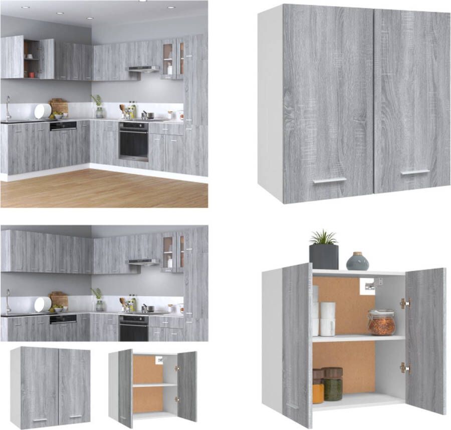 VidaXL Wandkast hangend 60x31x60 cm bewerkt hout grijs sonoma eiken Hangende Wandkast. Hangende Wandkasten Keukenkast Opbergkast Wandschap