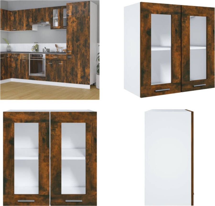 VidaXL Wandkast hangend 60x31x60 cm glas en bewerkt hout gerookt eiken Hangkast Hangkasten Hangende Kast Keukenkast
