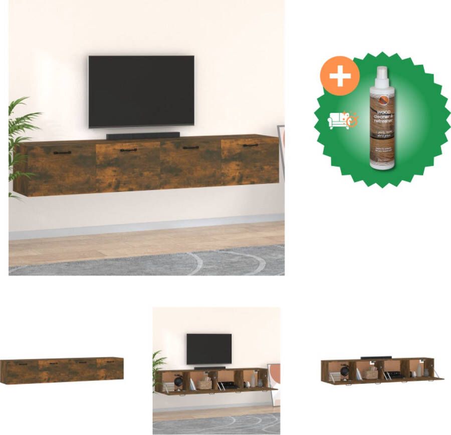 VidaXL Wandkasten 2 st 100x36-5x35cm bewerkt hout gerookt eikenkleurig Kast Inclusief Houtreiniger en verfrisser - Foto 2