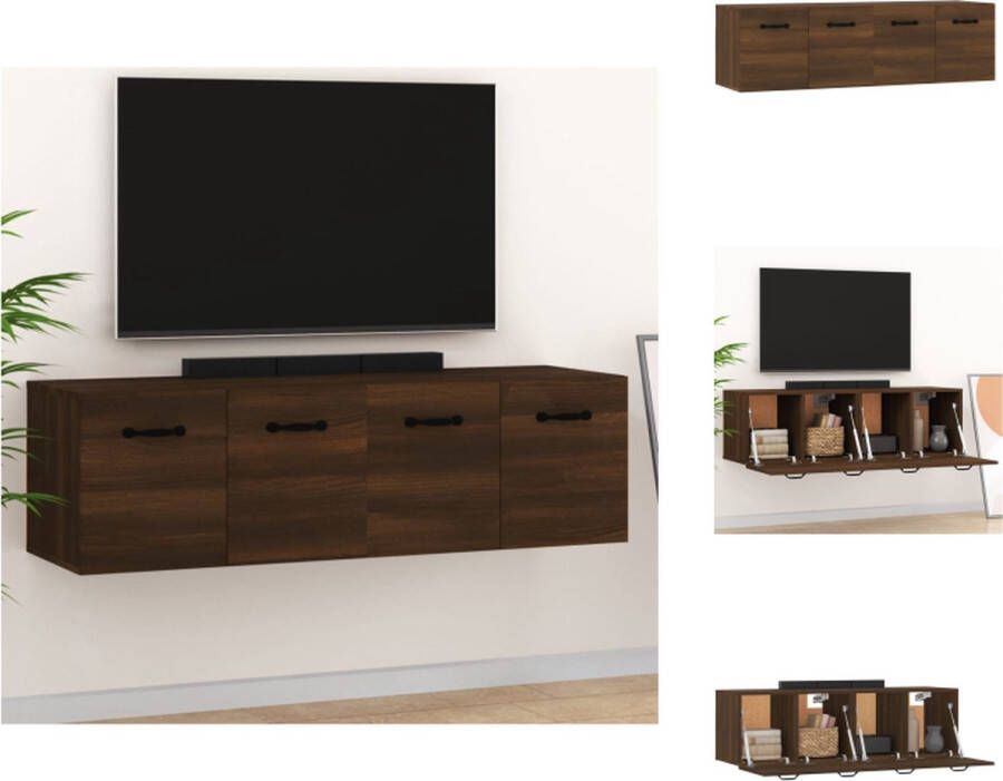 VidaXL Wandkast Wandkasten Hangkast Hangende Kast Wandkasten 2 st 80x35x36-5 cm bewerkt hout bruineikenkleurig - Foto 2