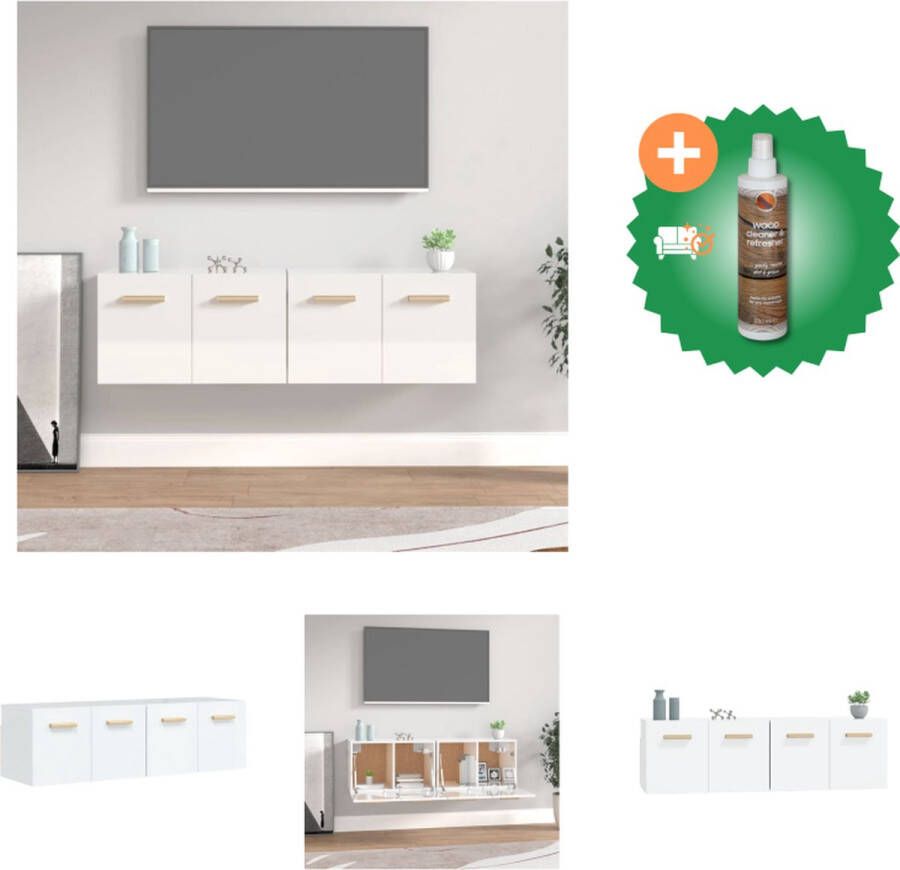 VidaXL Zwevende Wandkast Hoogglans Wit 60 x 36.5 x 35 cm Duurzaam Hout Kast Inclusief Houtreiniger en verfrisser