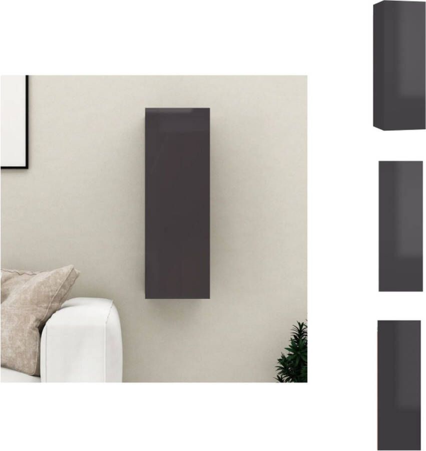 VidaXL Tv-kast Tv-kasten Televisiekast Televisiekasten Tv-meubel 30 5x30x90 cm bewerkt hout hoogglans grijs