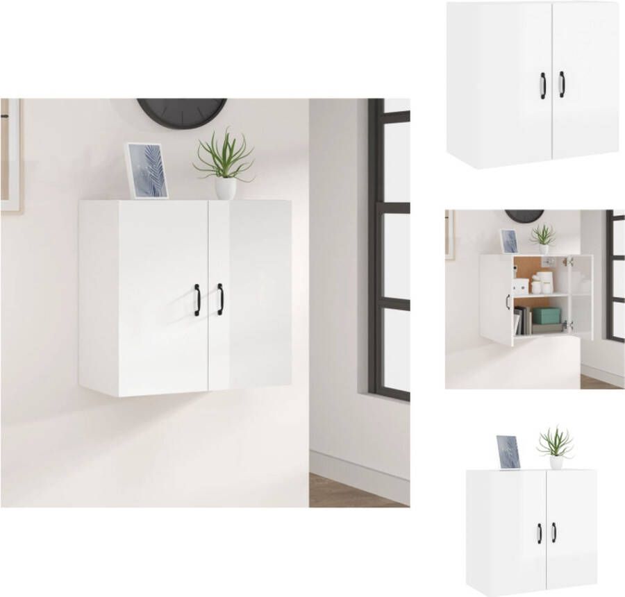 VidaXL Wandkast Wandkasten Hangkast Hangende Kast Wandkast 60x31x60 cm bewerkt hout hoogglans wit